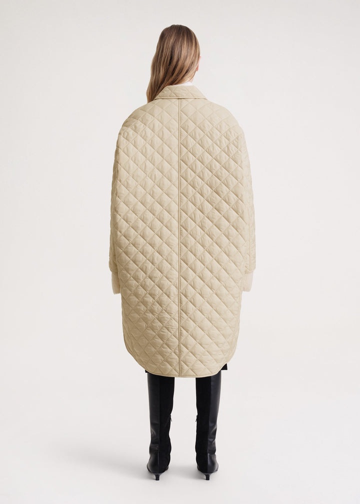 Quilted cocoon coat stone - 4