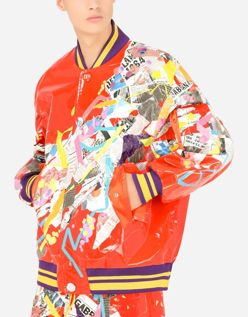 Jacket with newspaper patchwork print 4