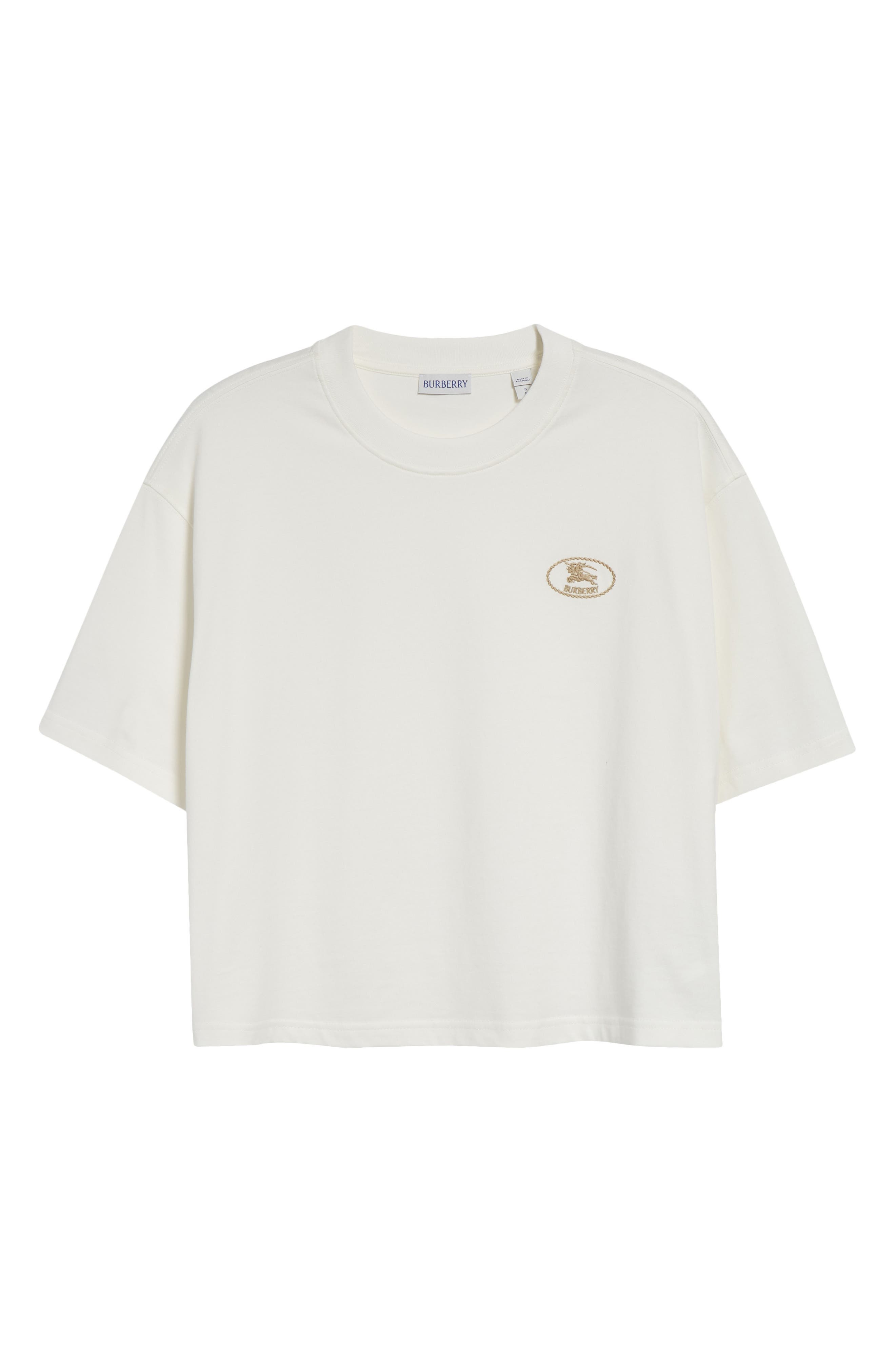 burberry Embroidered EKD Crop Cotton T-Shirt in Chalk at Nordstrom - 5