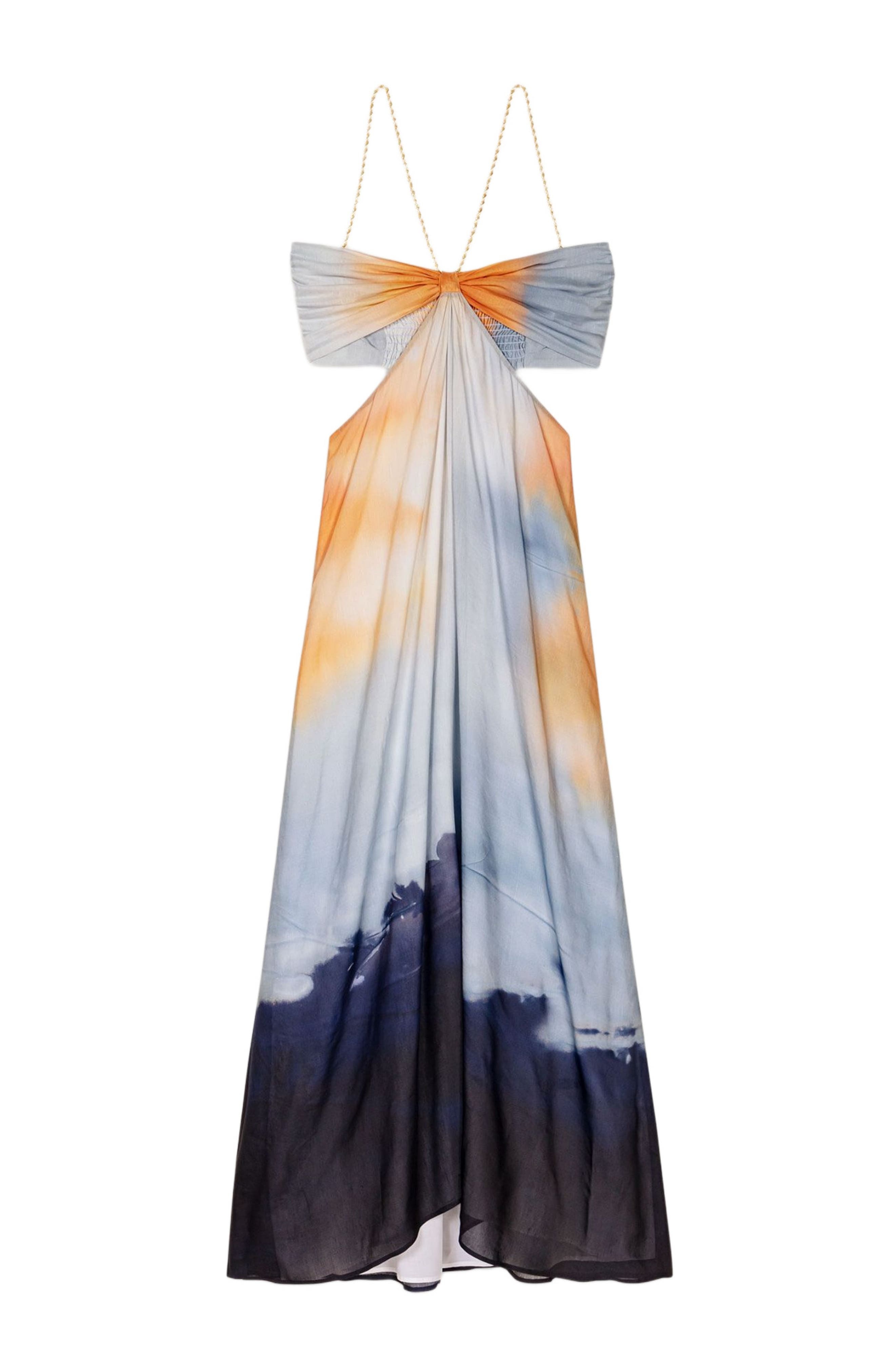 maje Tie-dye maxi dress in Blue Tie And Dye Print at Nordstrom - 7