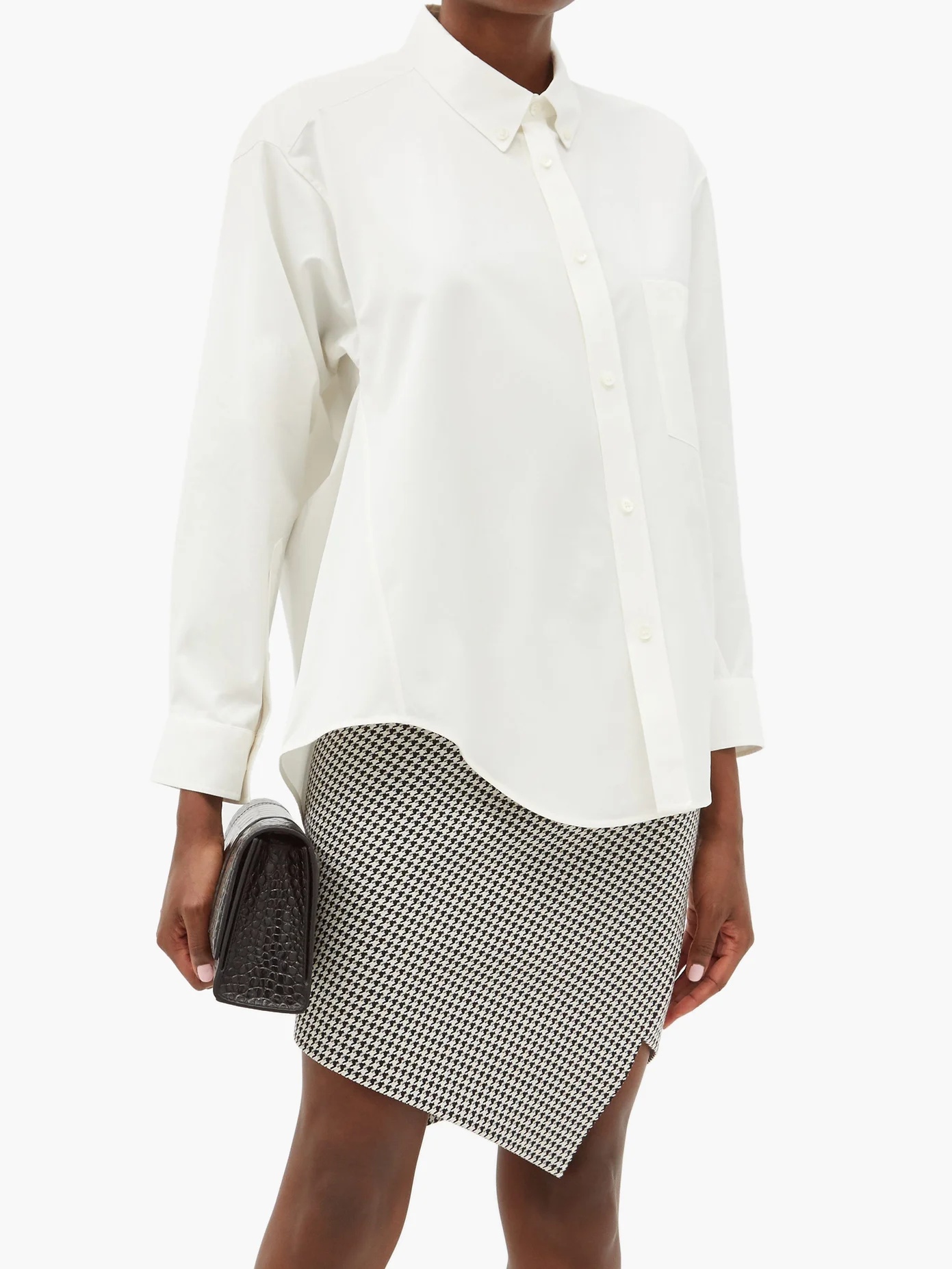 Asymmetric cotton-poplin shirt - 6