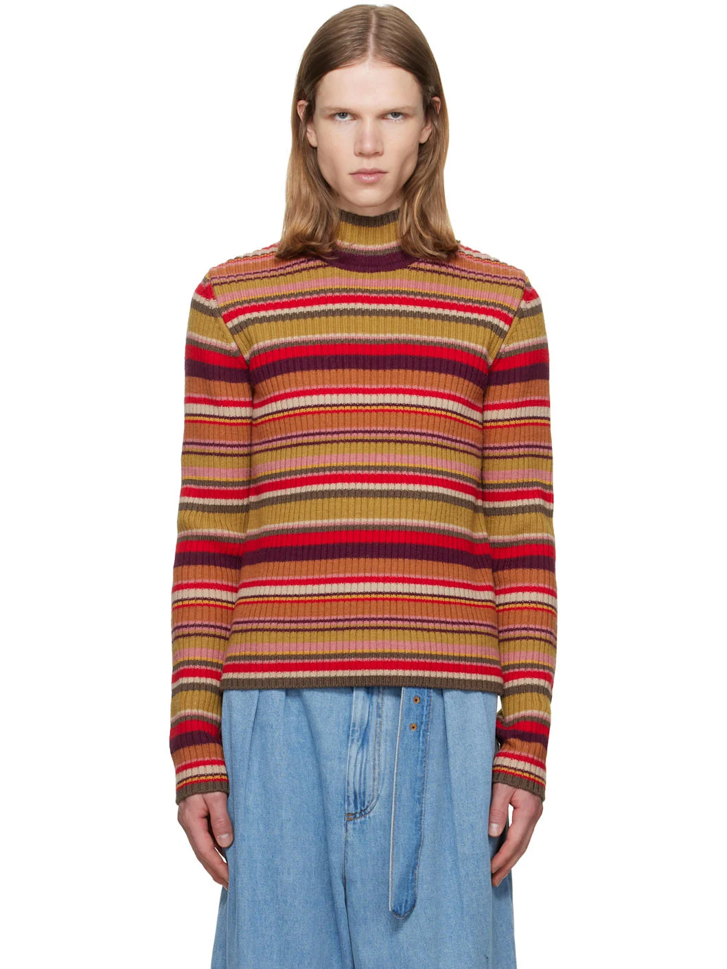 Multicolor Ribbed Wool Turtleneck - 1