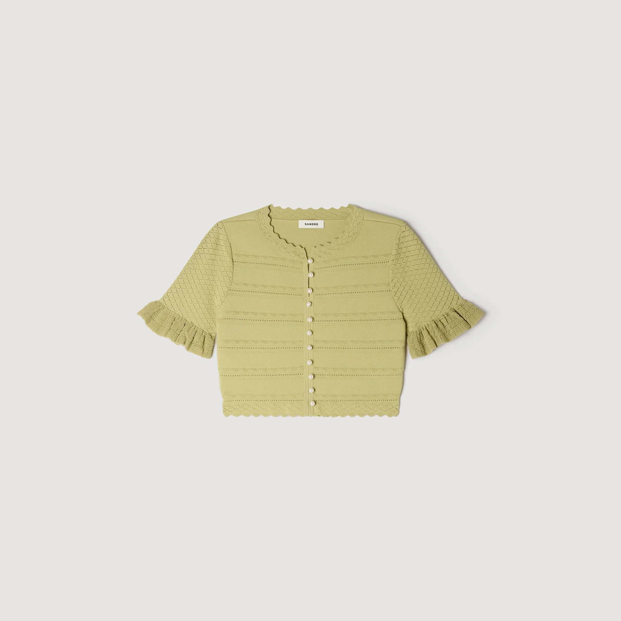 CROPPED RUFFLED-SLEEVE TOP - 1