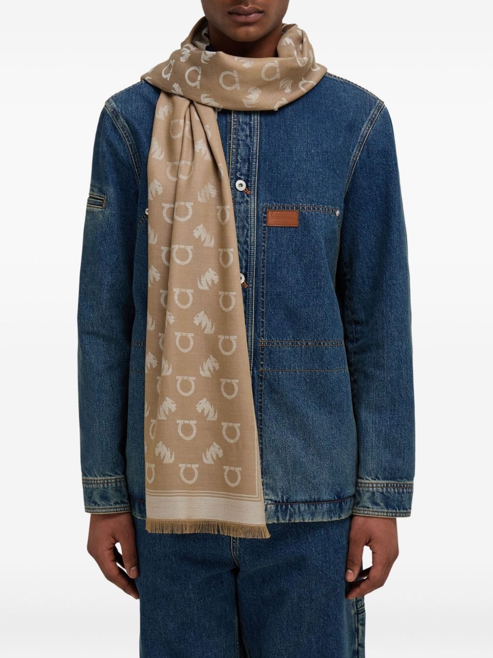 logo-patterned scarf - 3