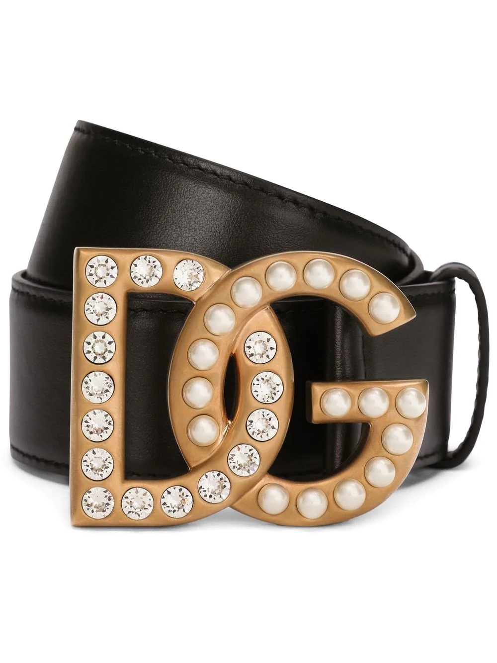 crystal-embellished logo-plaque belt - 1