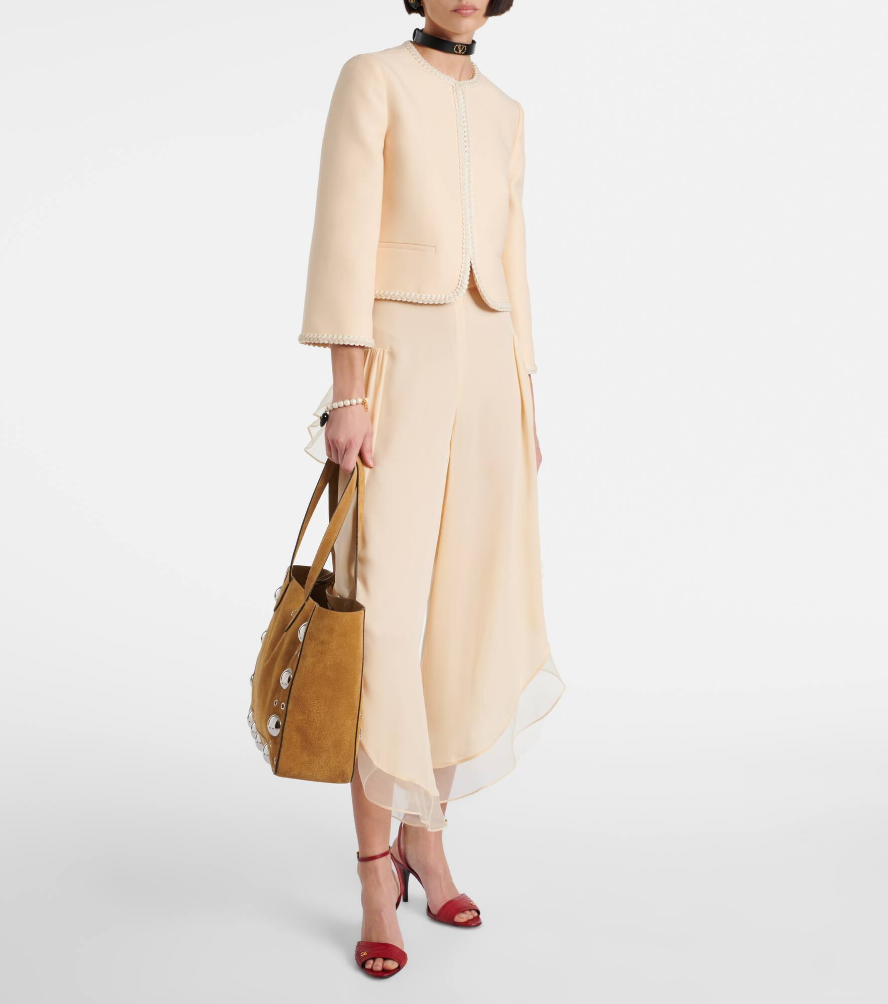 Nellcôte Medium studded suede shopper - 5