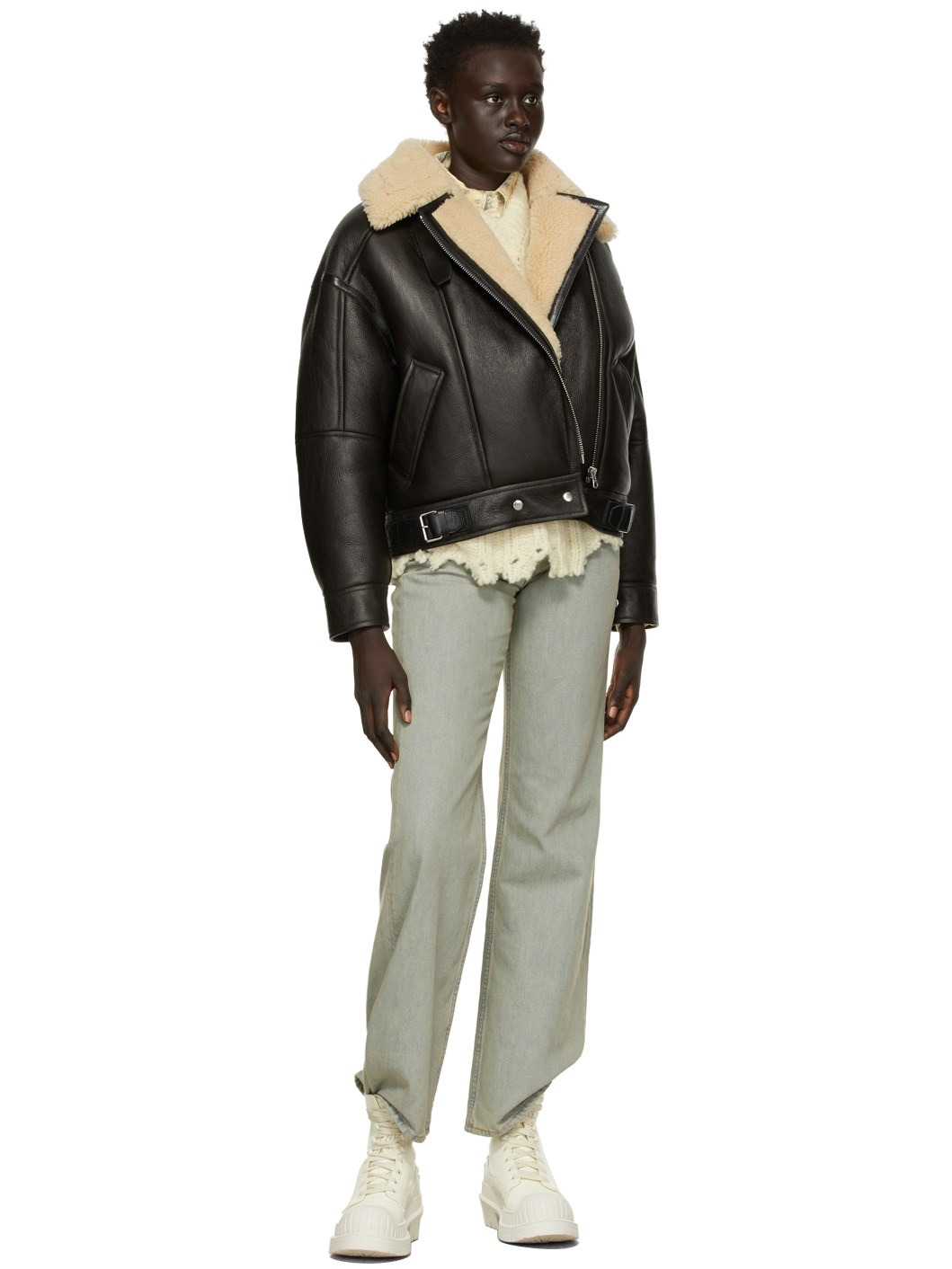 Brown Lakota Shearling Aviator Jacket - 4
