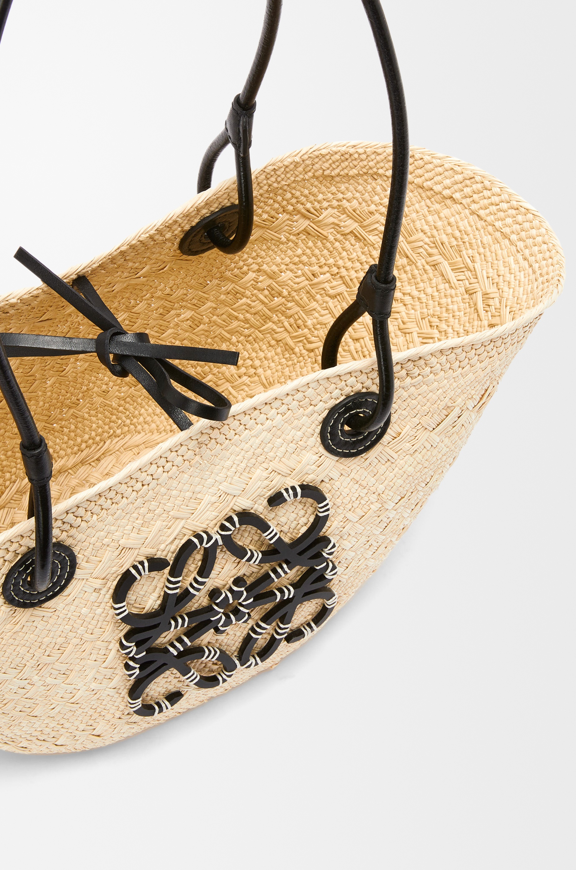 Small Anagram Basket bag in iraca palm and calfskin - 6