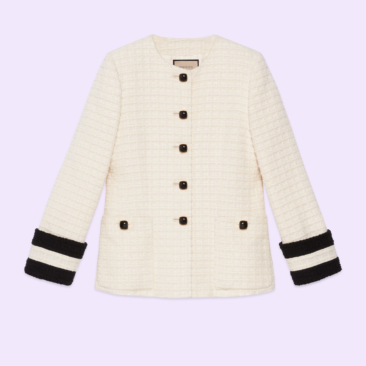Tweed collarless jacket - 1