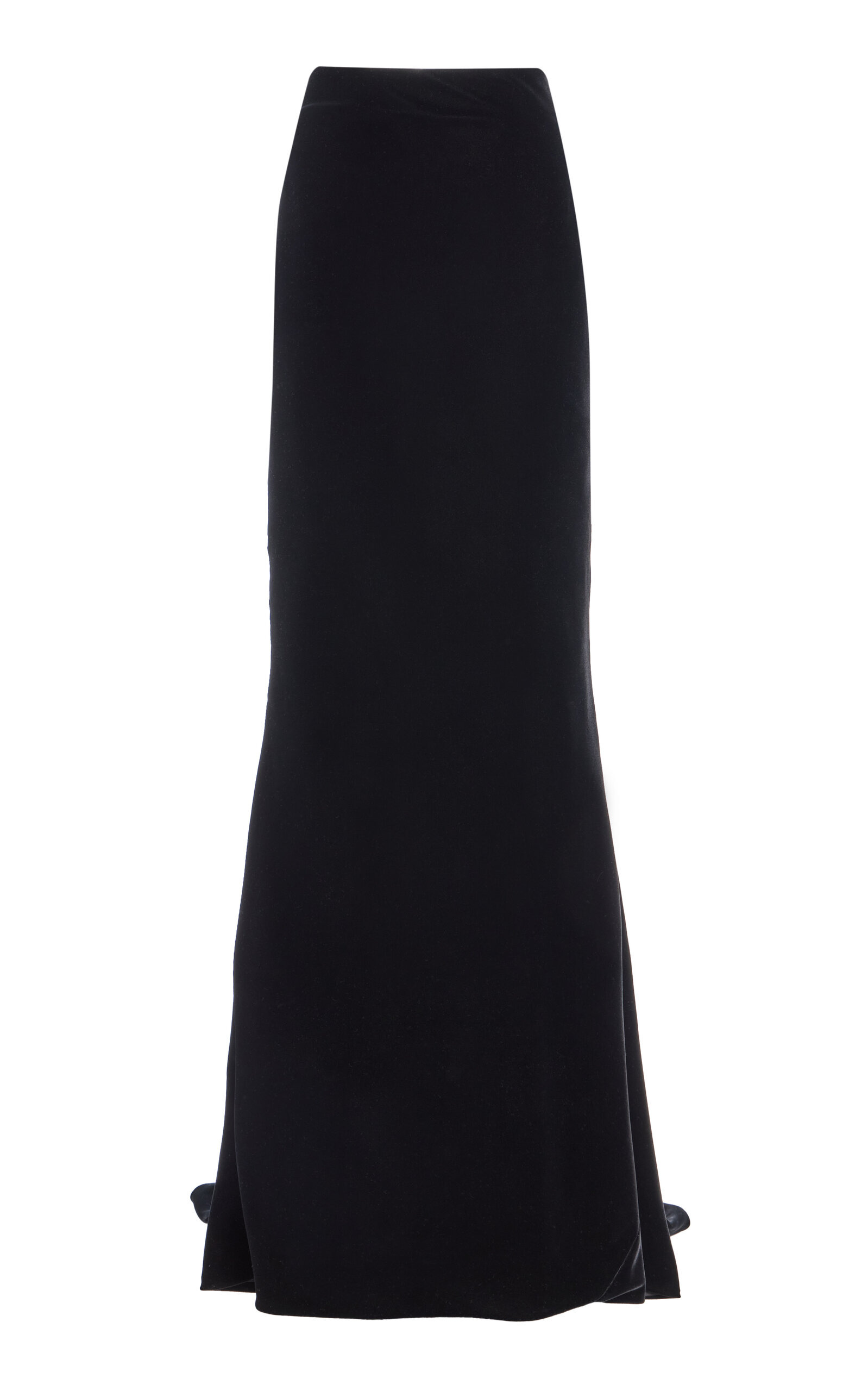 Train-Detailed Velvet Maxi Skirt black - 1