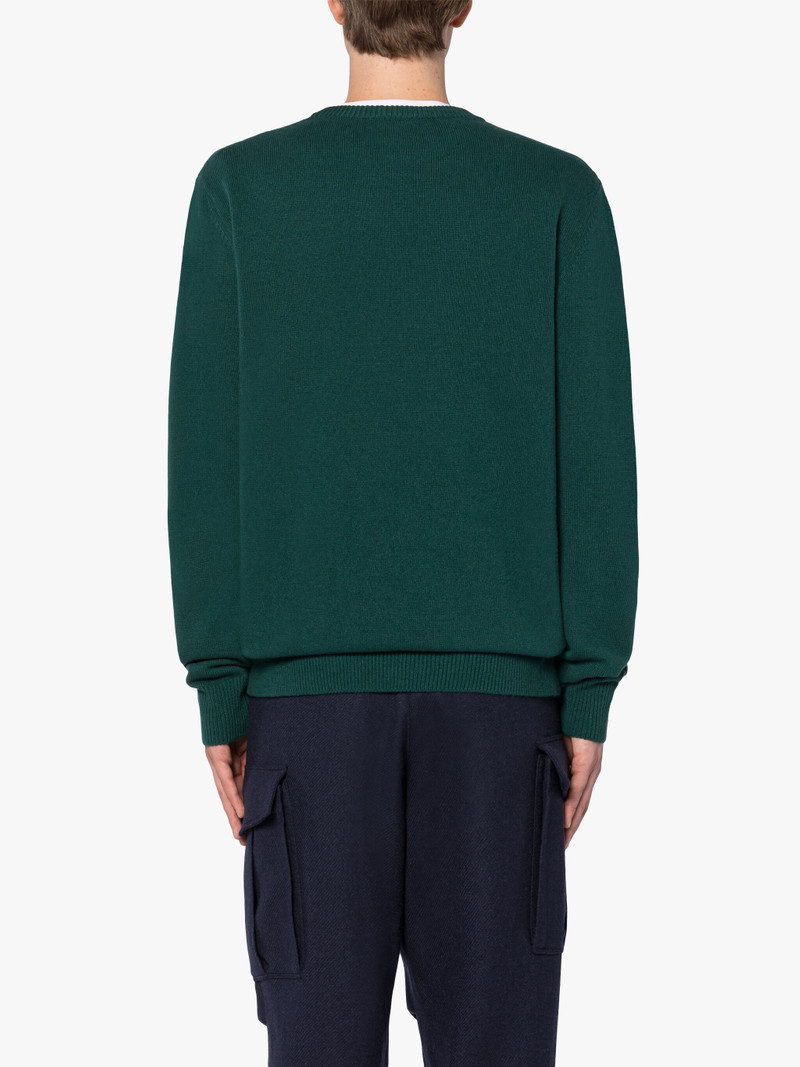 BOTTLE GREEN MERINO WOOL & CASHMERE LOGO CREWNECK SWEATER 4