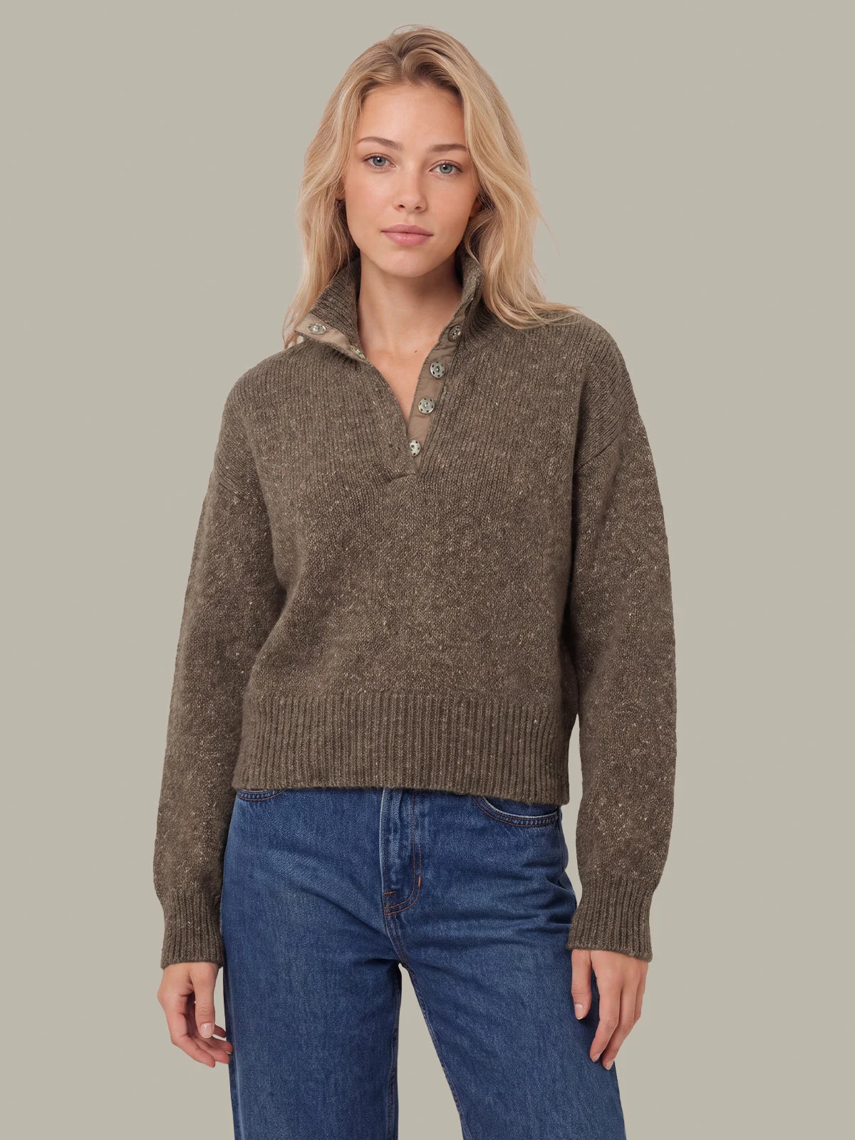 Boxy Snap Front Henley - 1