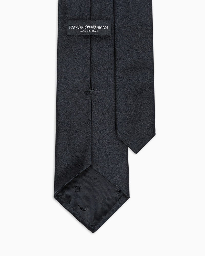 EMPORIO ARMANI Pure silk tie with jacquard micro-motif outlook