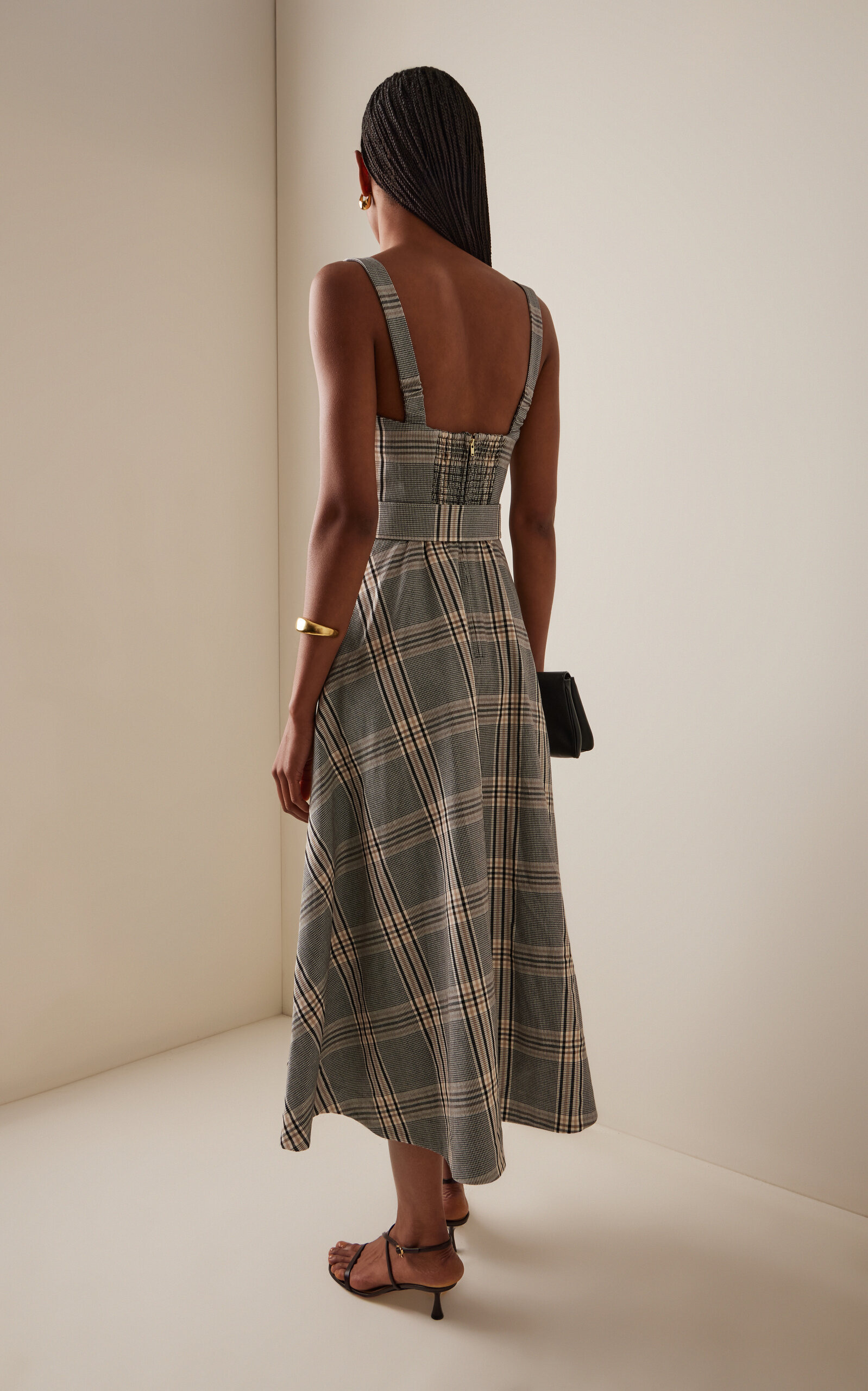 Calypso Plaid Cotton-Blend Midi Dress plaid - 4