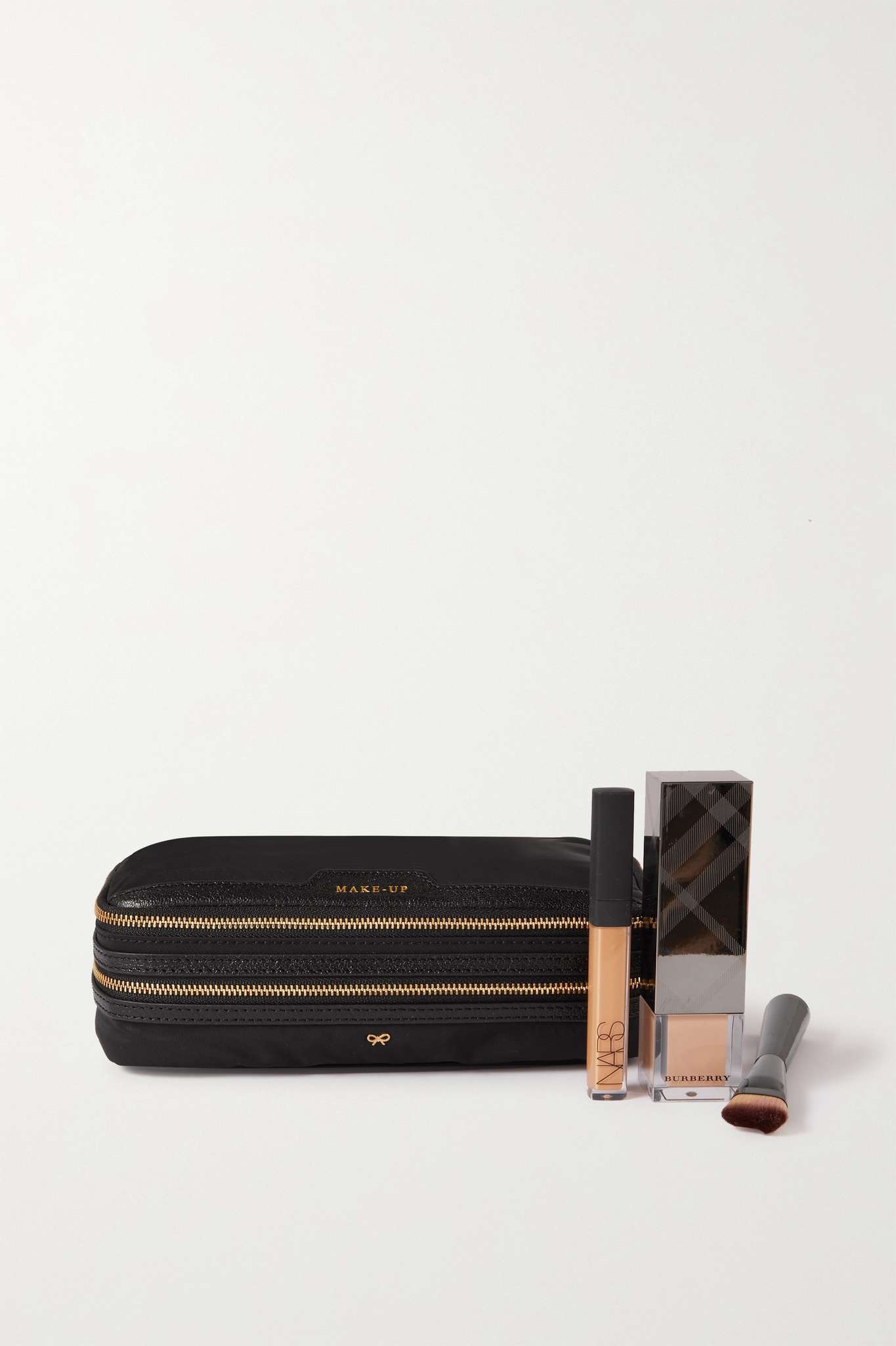 Make Up textured leather-trimmed ECONYL cosmetics case - 2
