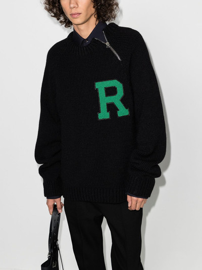 Raf Simons Letter-badge crew-neck jumper outlook