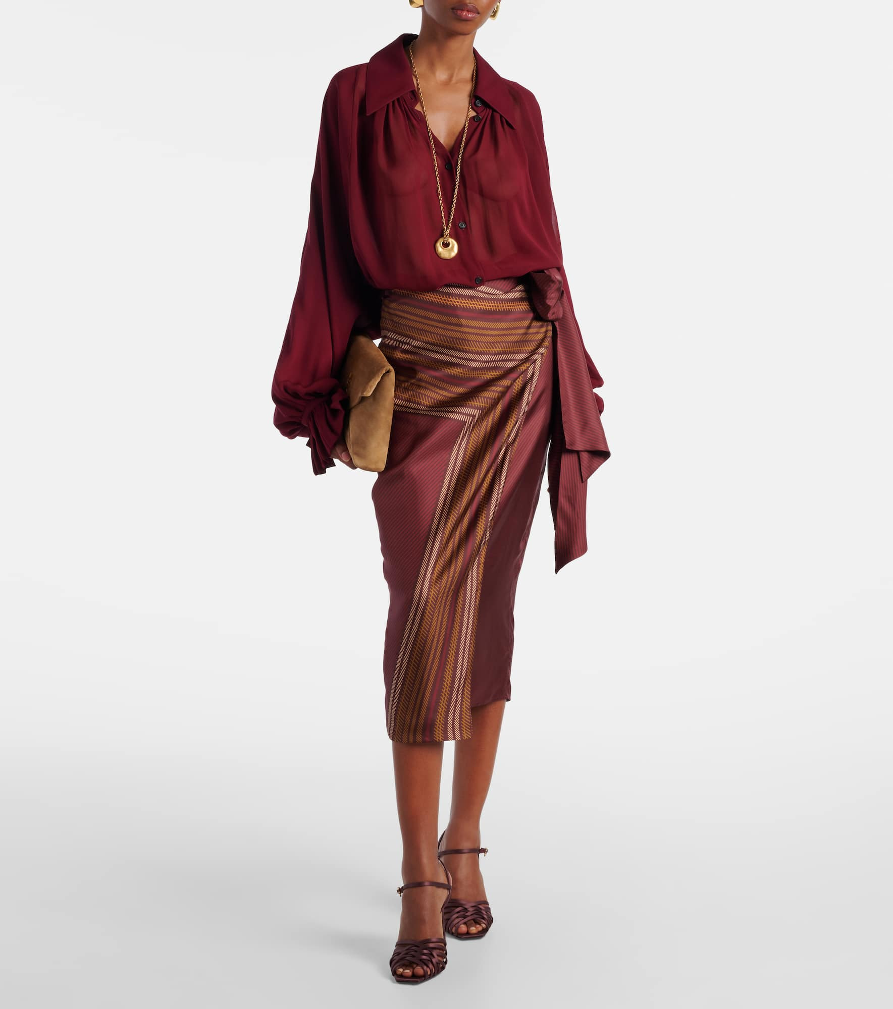 Edro striped silk wrap skirt - 2