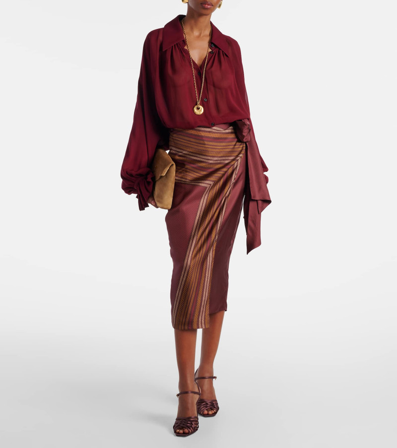 Max Mara Edro striped silk wrap skirt outlook