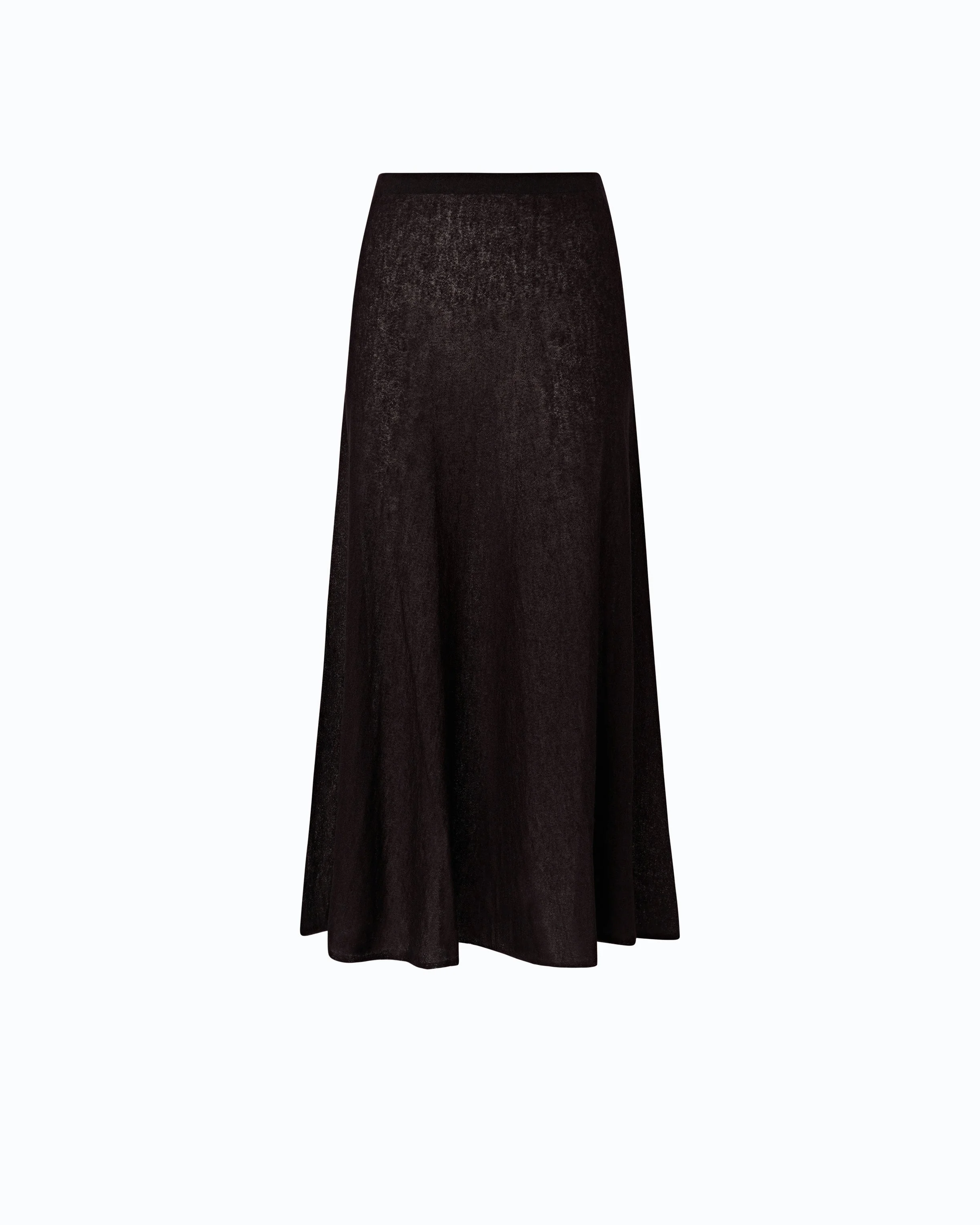LONG FLARED SKIRT IN MERINO WOOL AND ALPACA - 1
