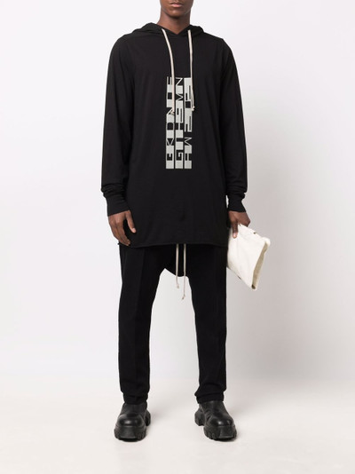 Rick Owens DRKSHDW graphic-print long pullover hoodie outlook