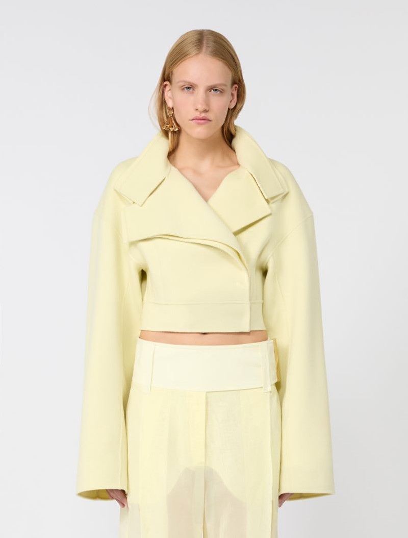 Pure wool biker jacket - light yellow 3