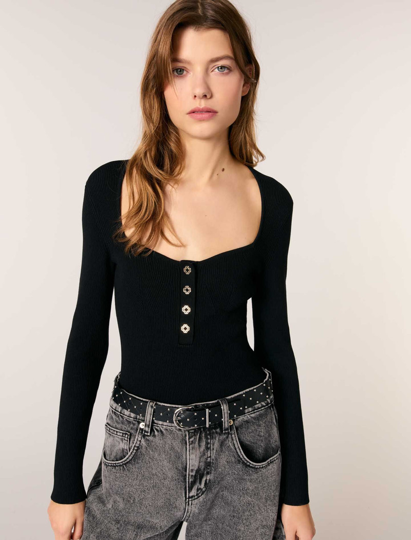 Low-neck rib knit sweater 5