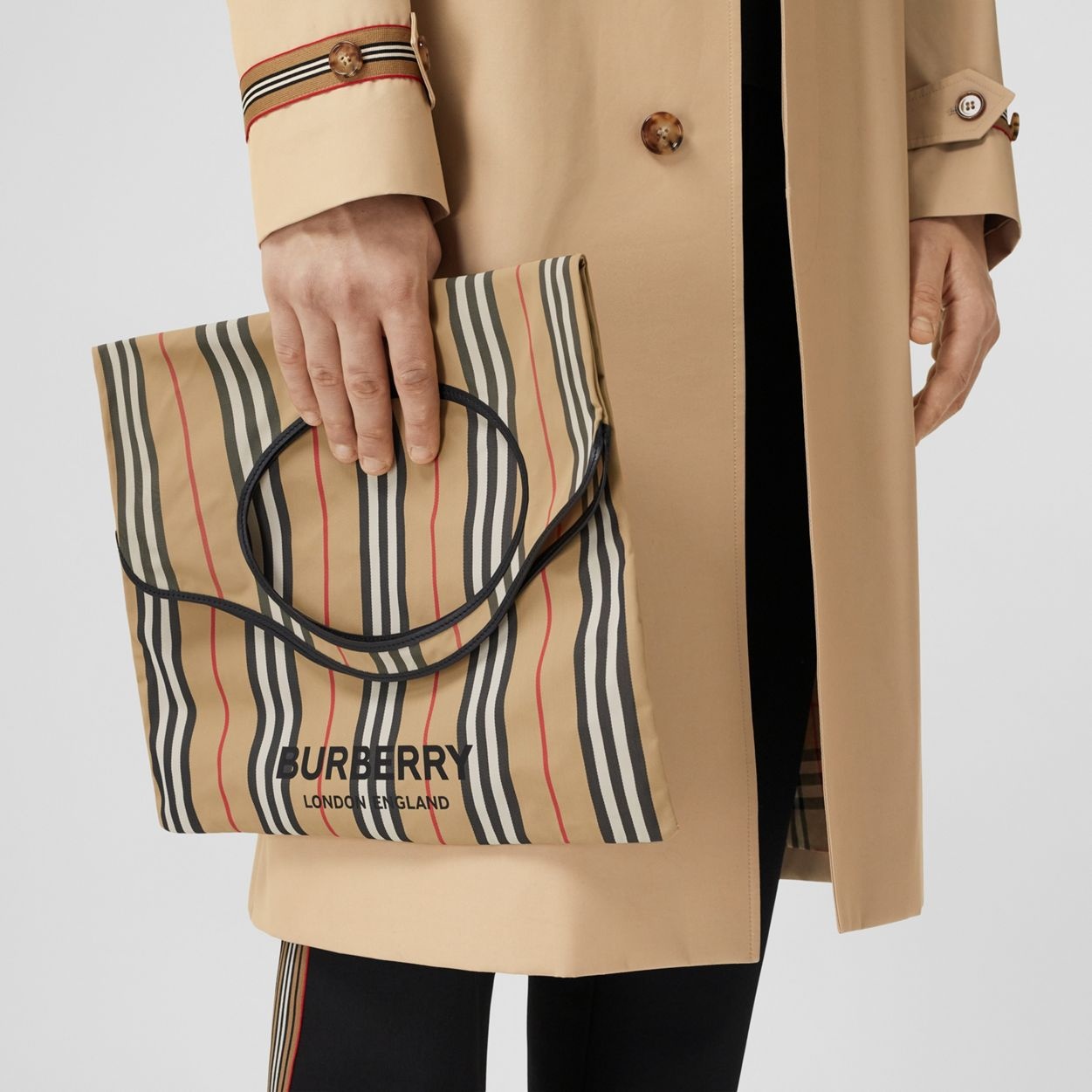 Icon Stripe Nylon Packaway Pocket Tote - 4