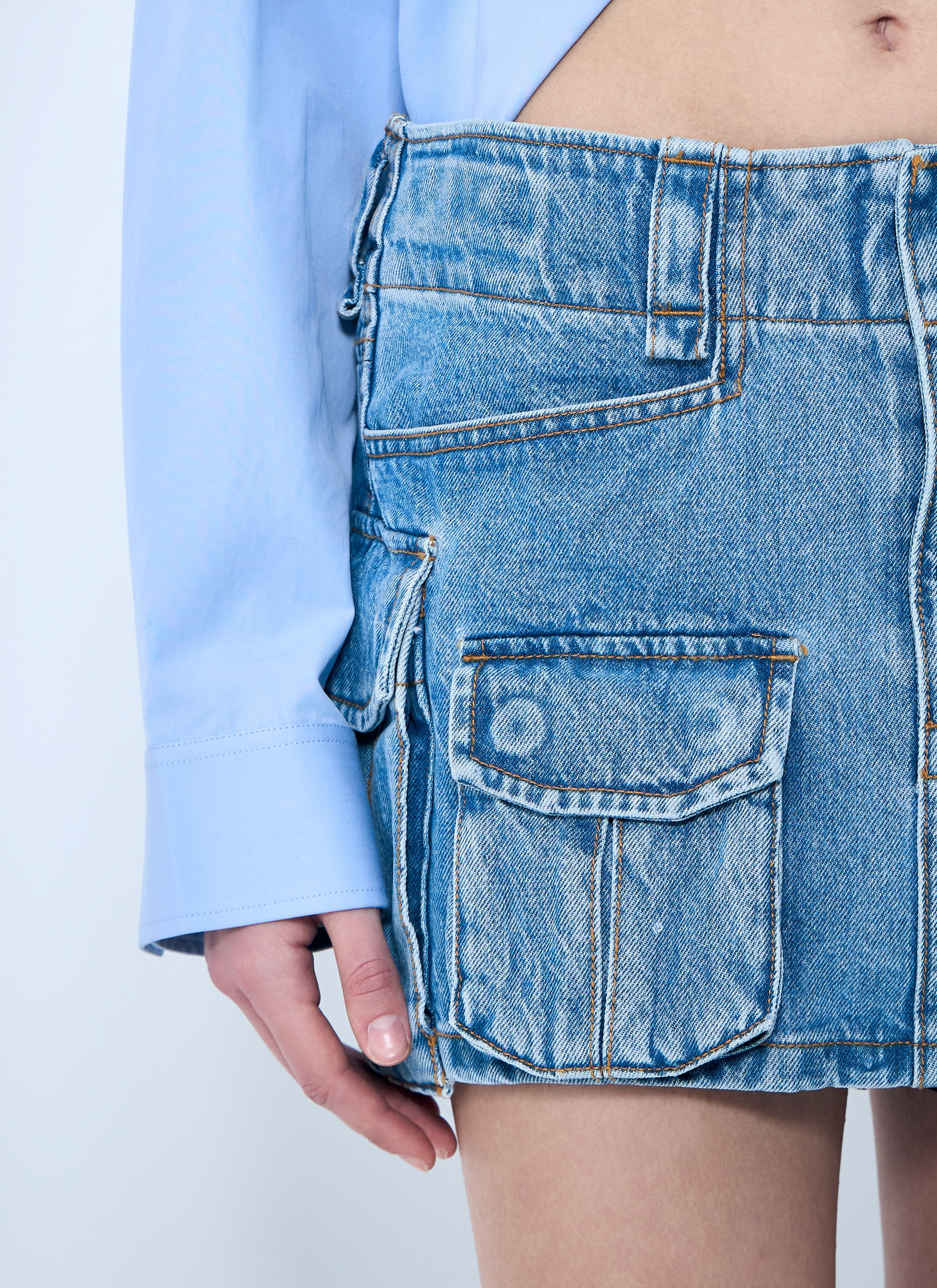 Cargo Denim Mini Skirt - 5