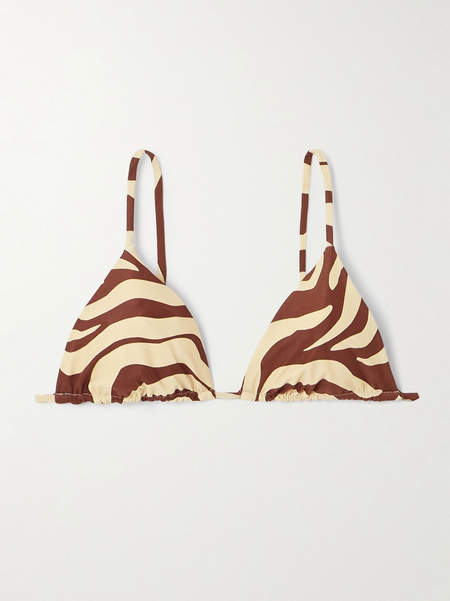 Konibo tasseled printed recycled triangle bikini top Ecru - 1