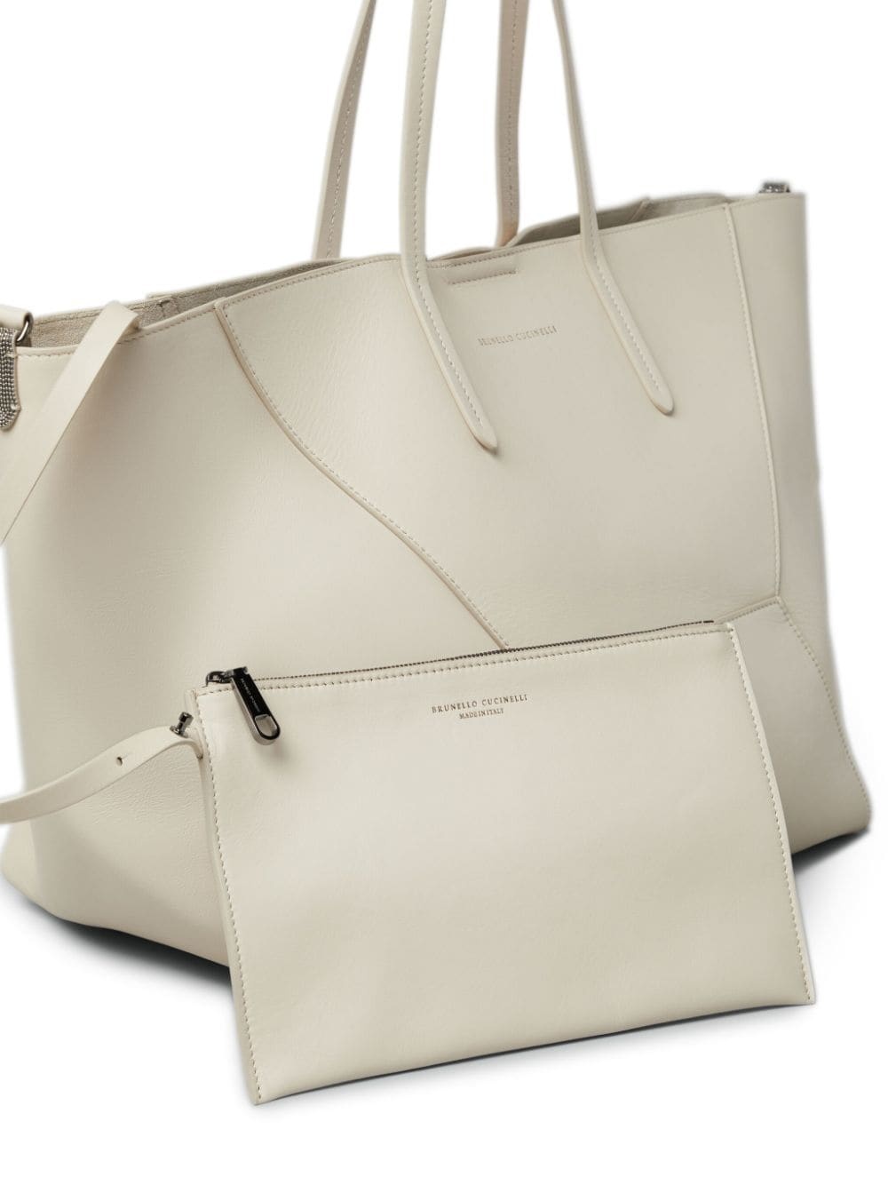 logo-embroidered leather tote bag - 4
