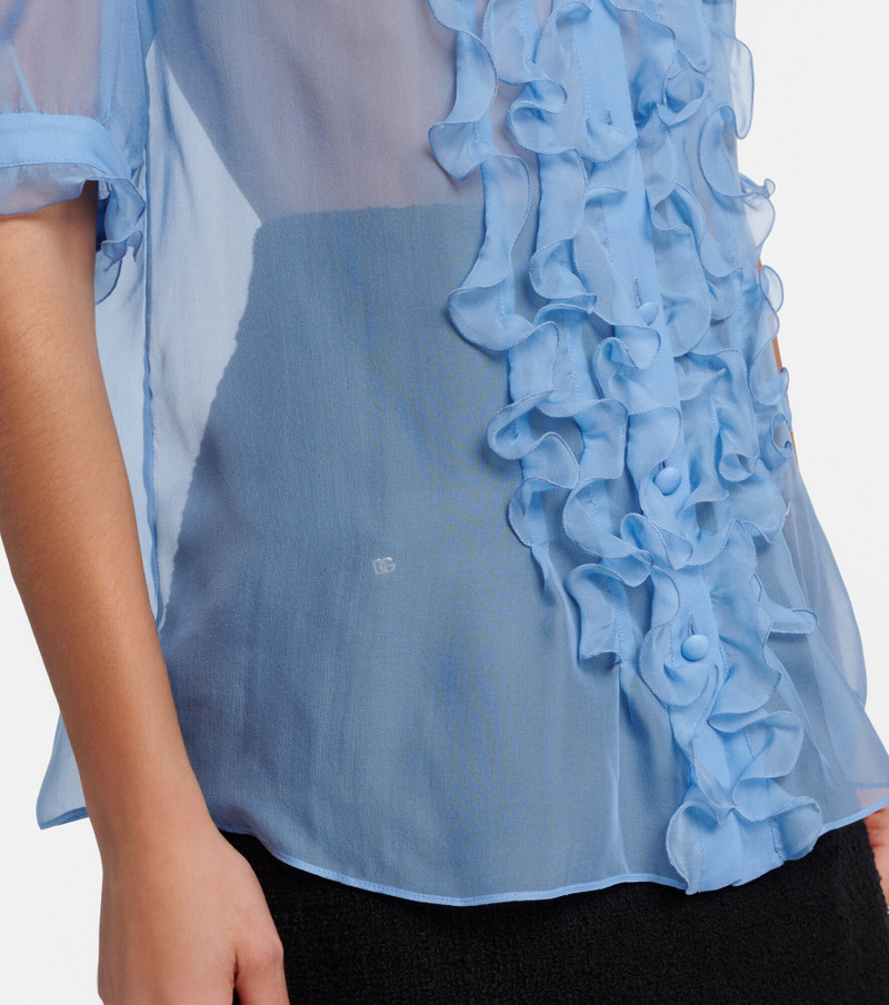Ruffled semi-sheer silk blouse 4