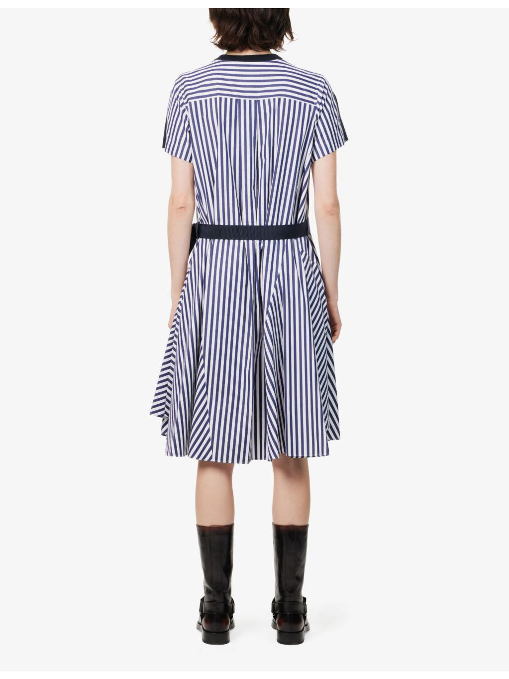 Belted Striped Cotton-Poplin Midi Dress - 4