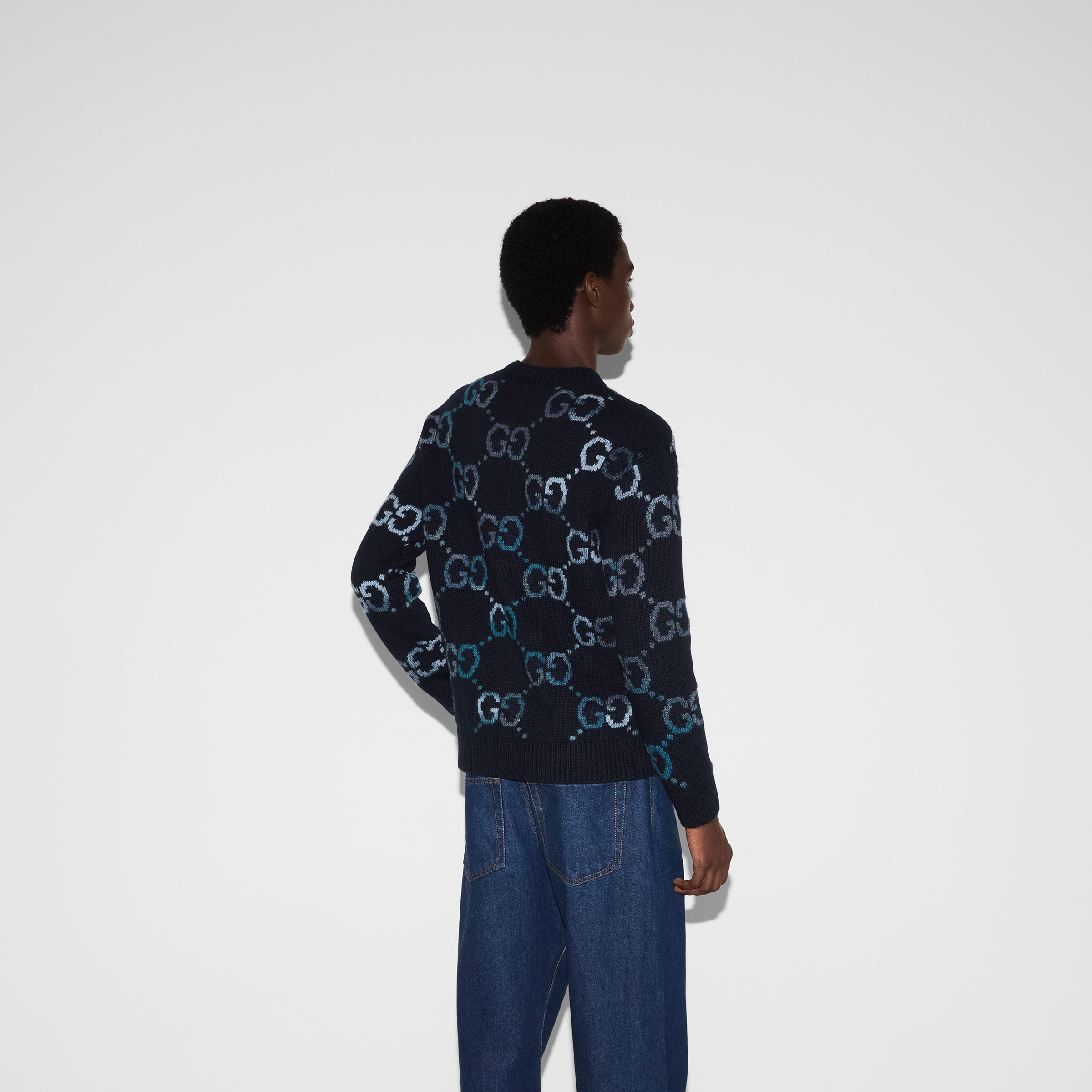Wool sweater with GG intarsia - 4