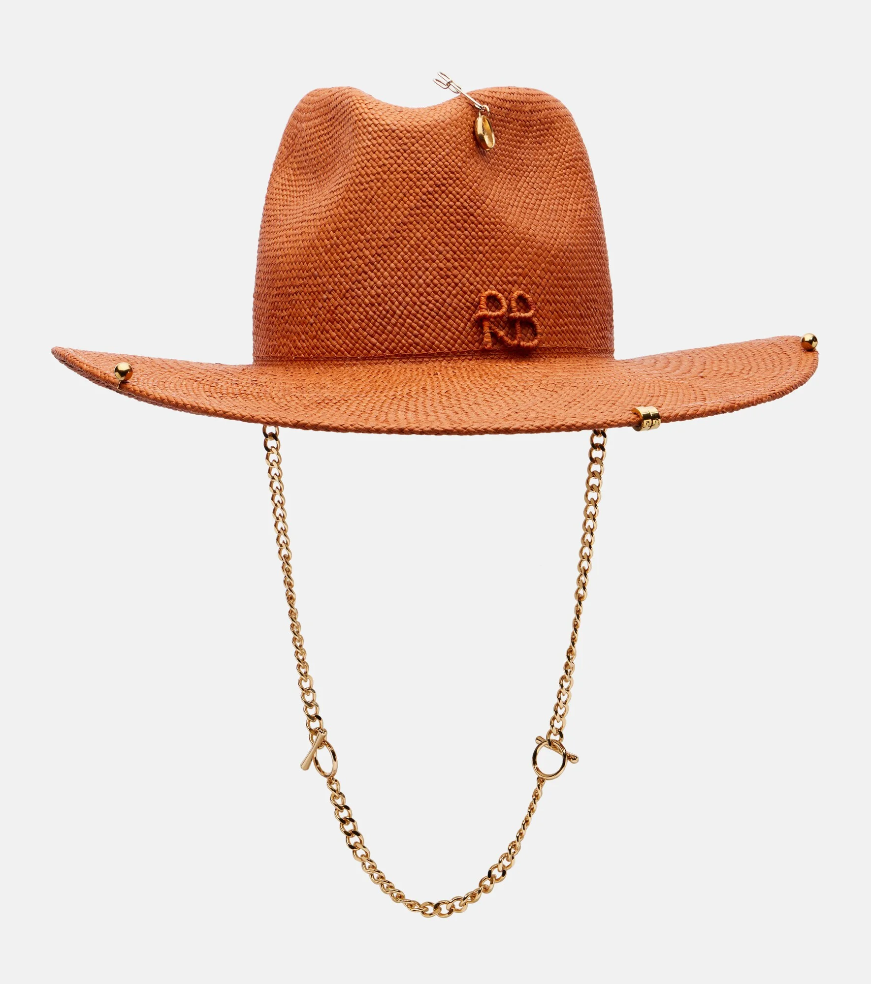 Chain-detail straw fedora - 1