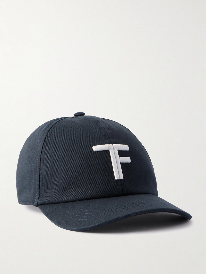 Logo-Embroidered Leather-Trimmed Cotton-Twill Baseball Cap 1