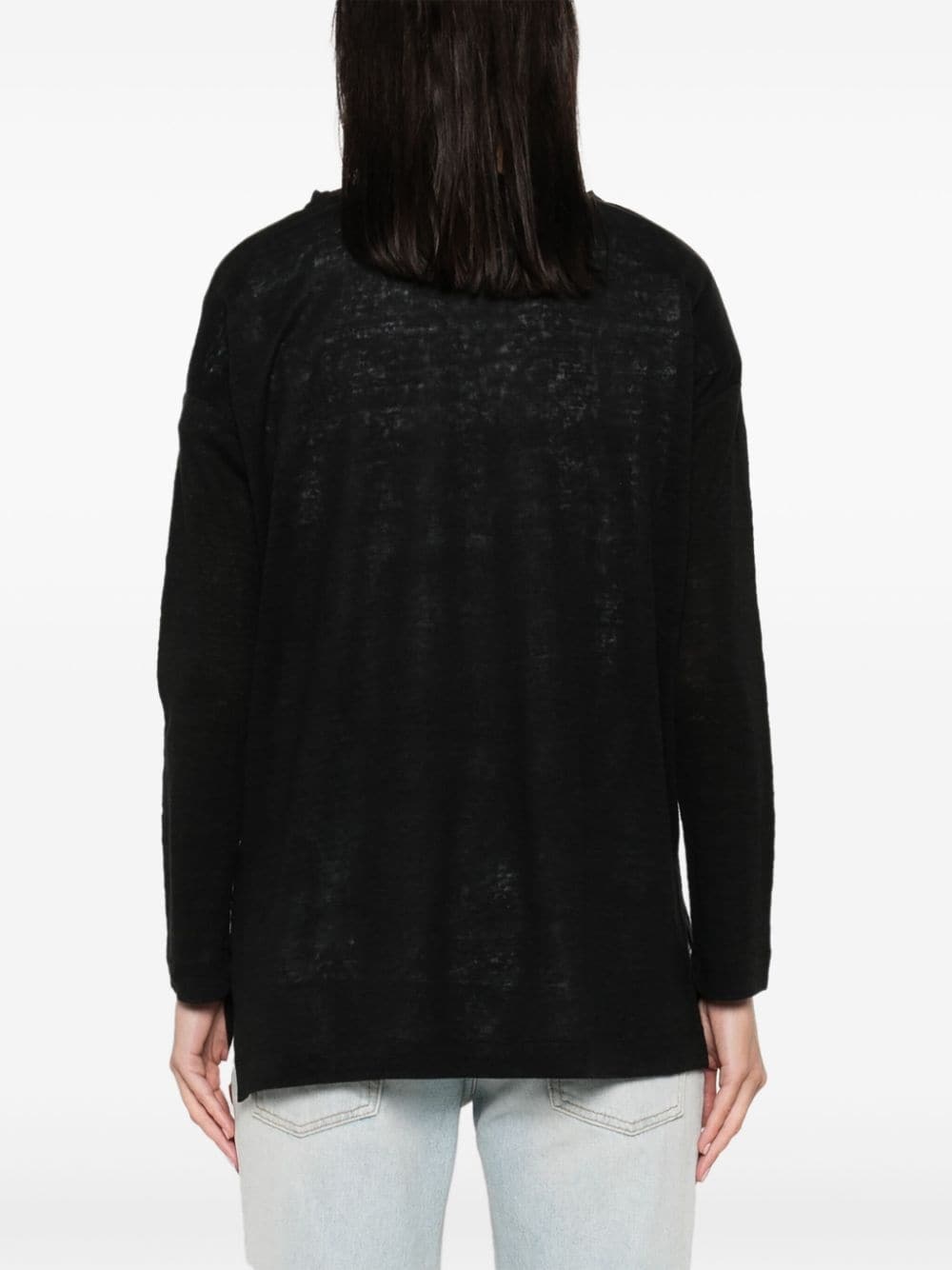 drop-shoulder linen jumper - 4