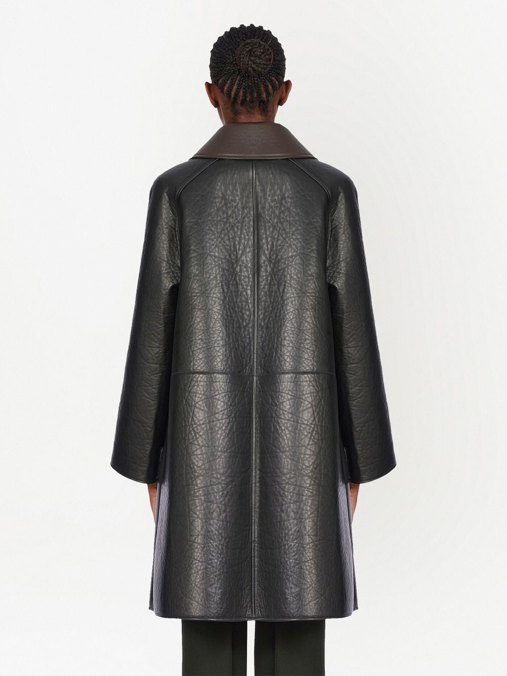 textured nappa-leather coat - 3