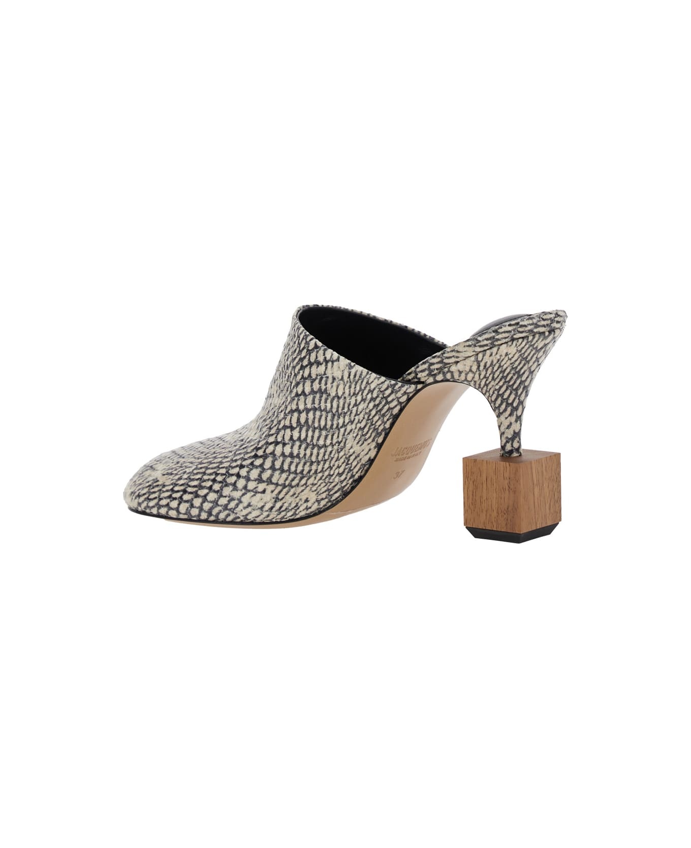 'les Bisou' Beige Mules With Snakeskin Effect And High Heel In Leather Woman - 3