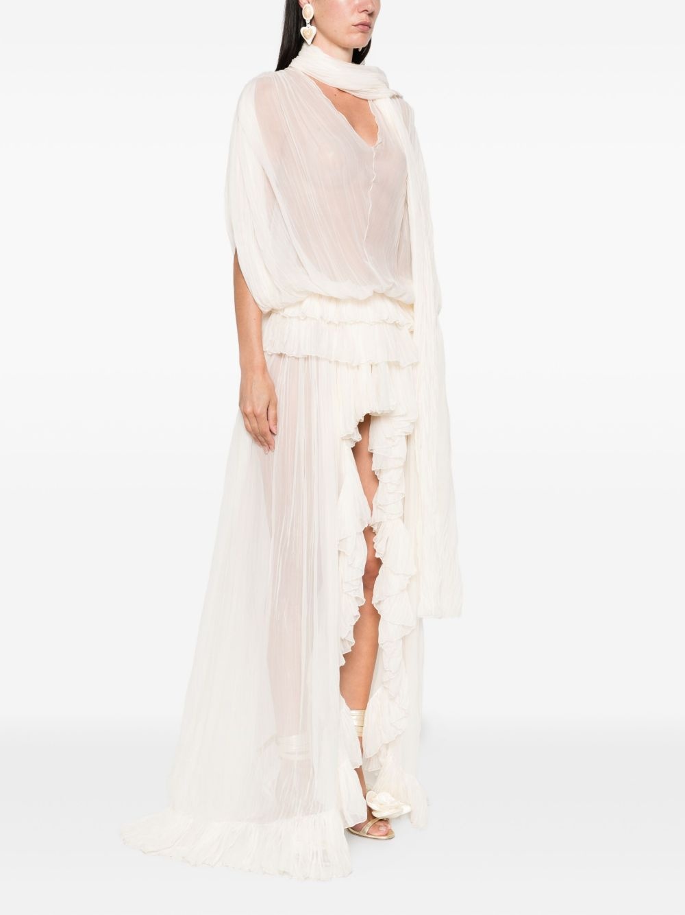 pleated ruffled asymmetric day dress - 3