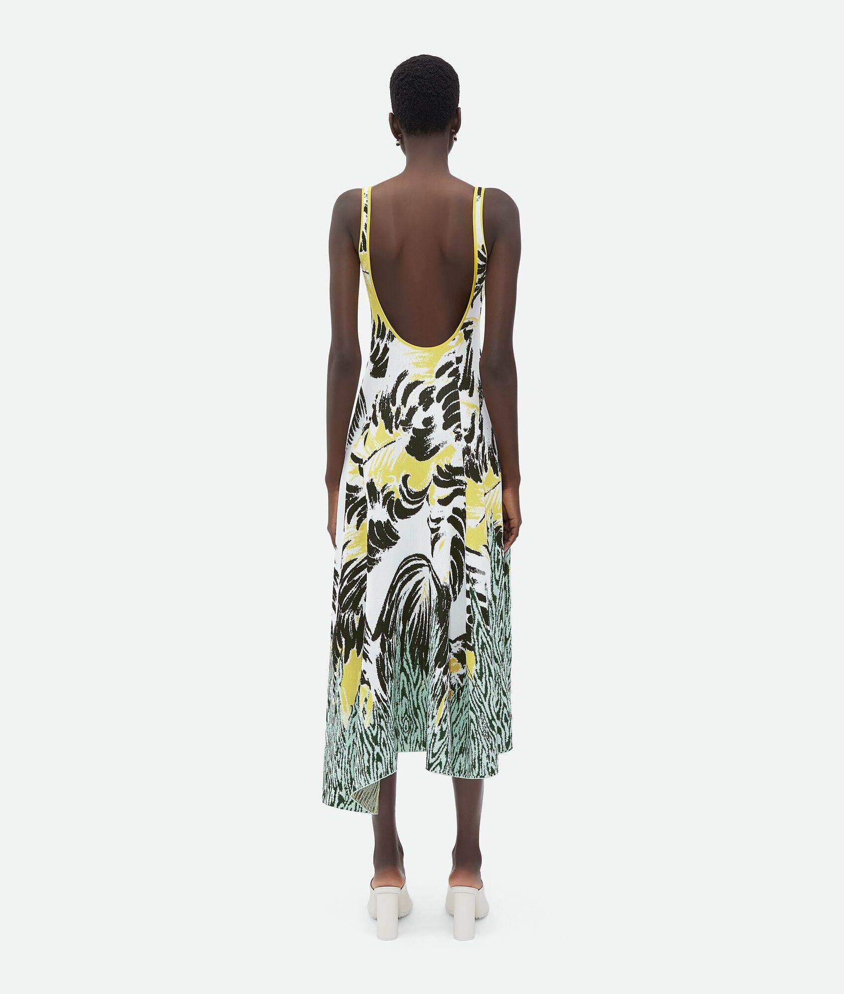 Graphic Viscose Jacquard Asymmetric Midi Dress - 3