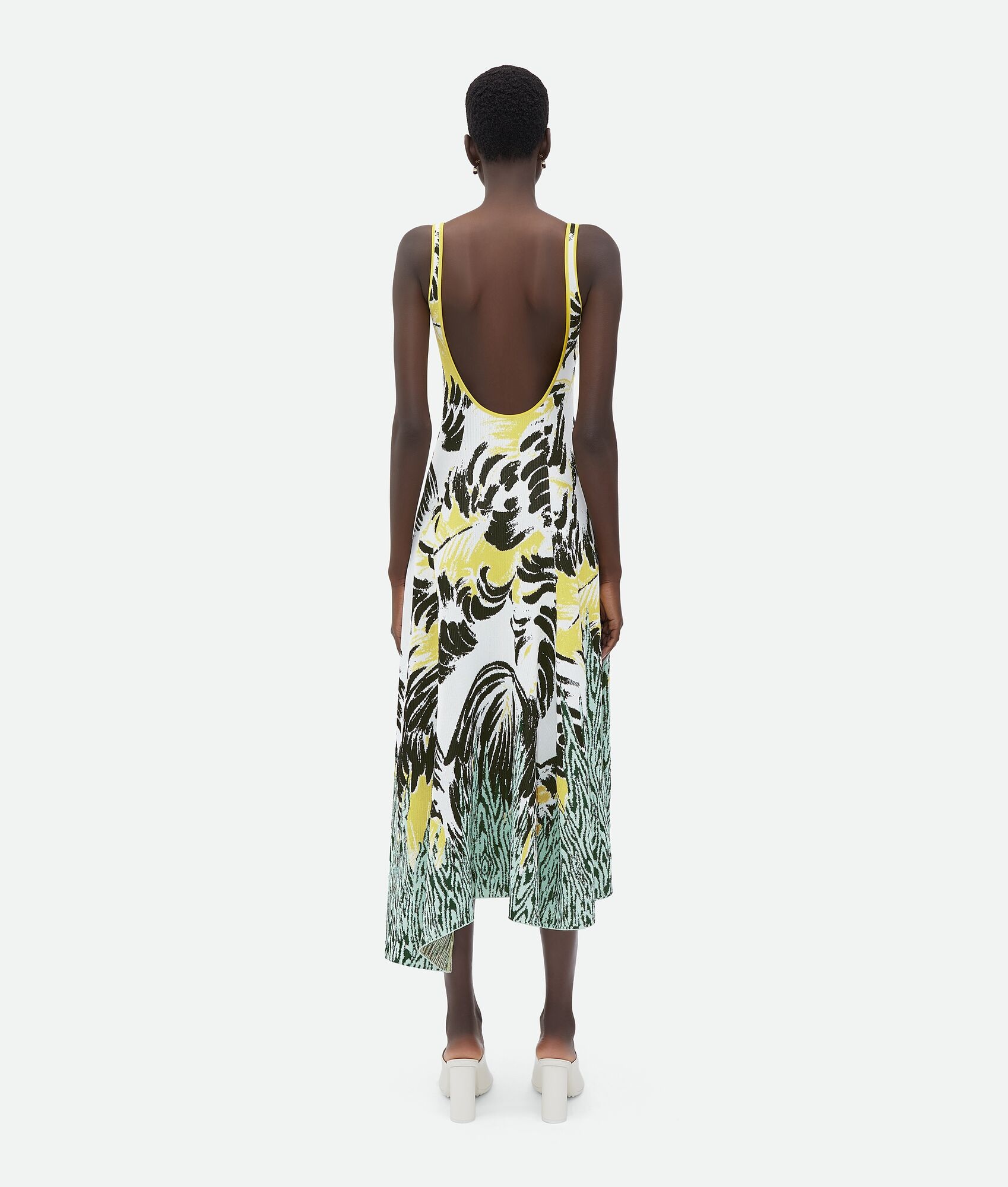 Bottega Veneta Graphic Viscose Jacquard Asymmetric Midi