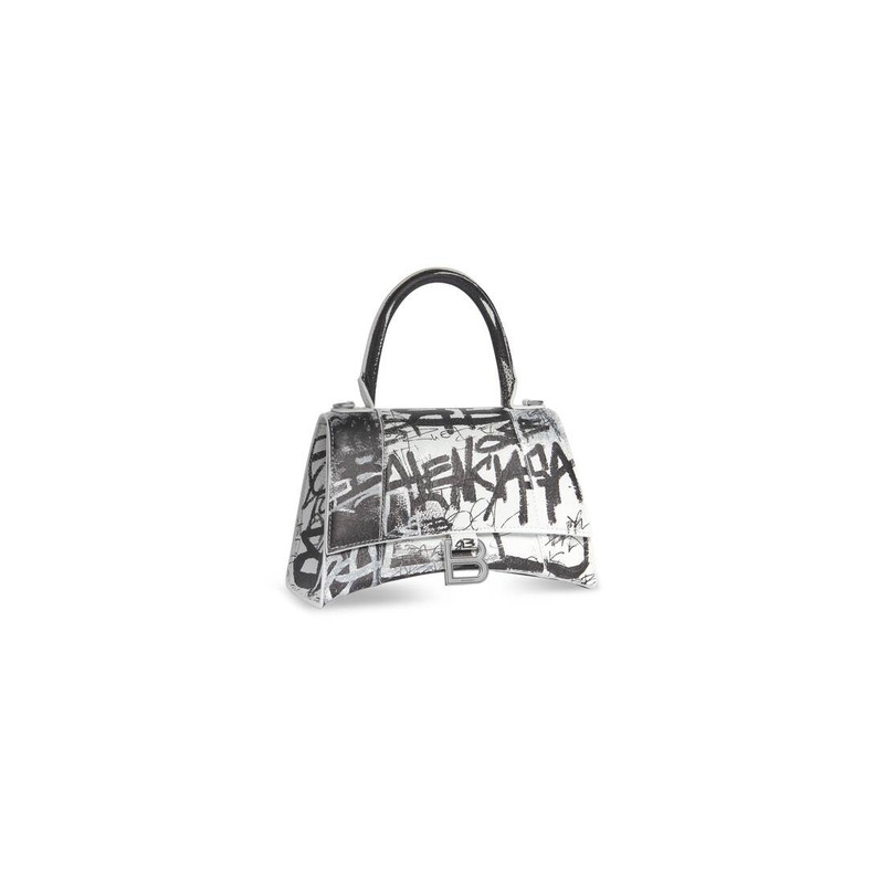 BALENCIAGA Women's Hourglass Small Handbag Graffiti in Optic White outlook