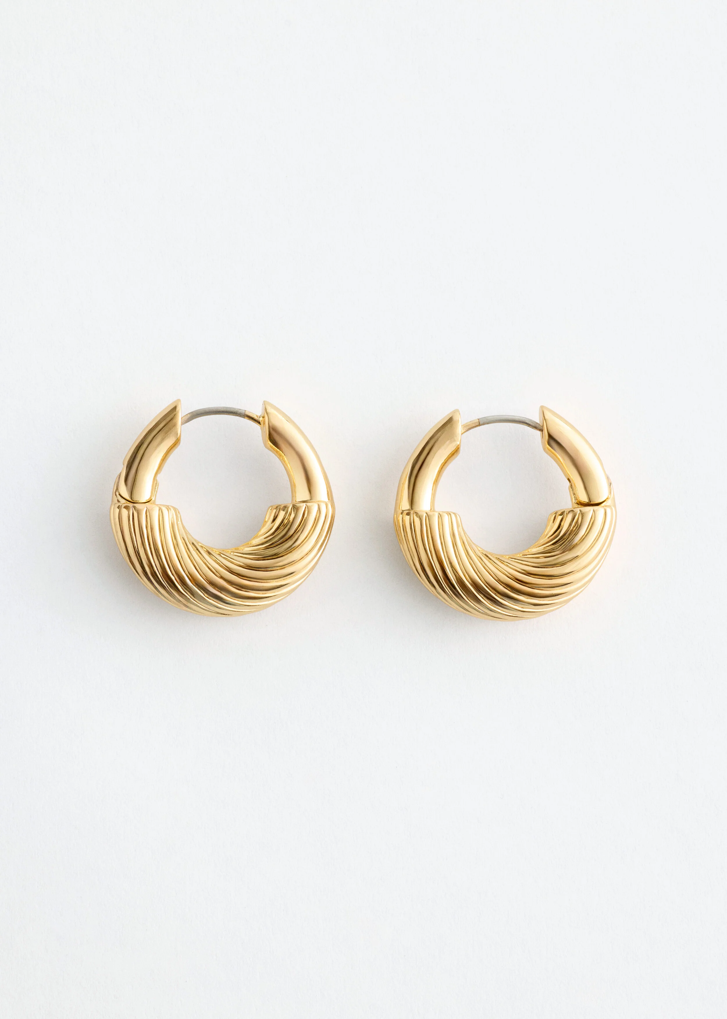 Ridged Hoop Earrings - 1