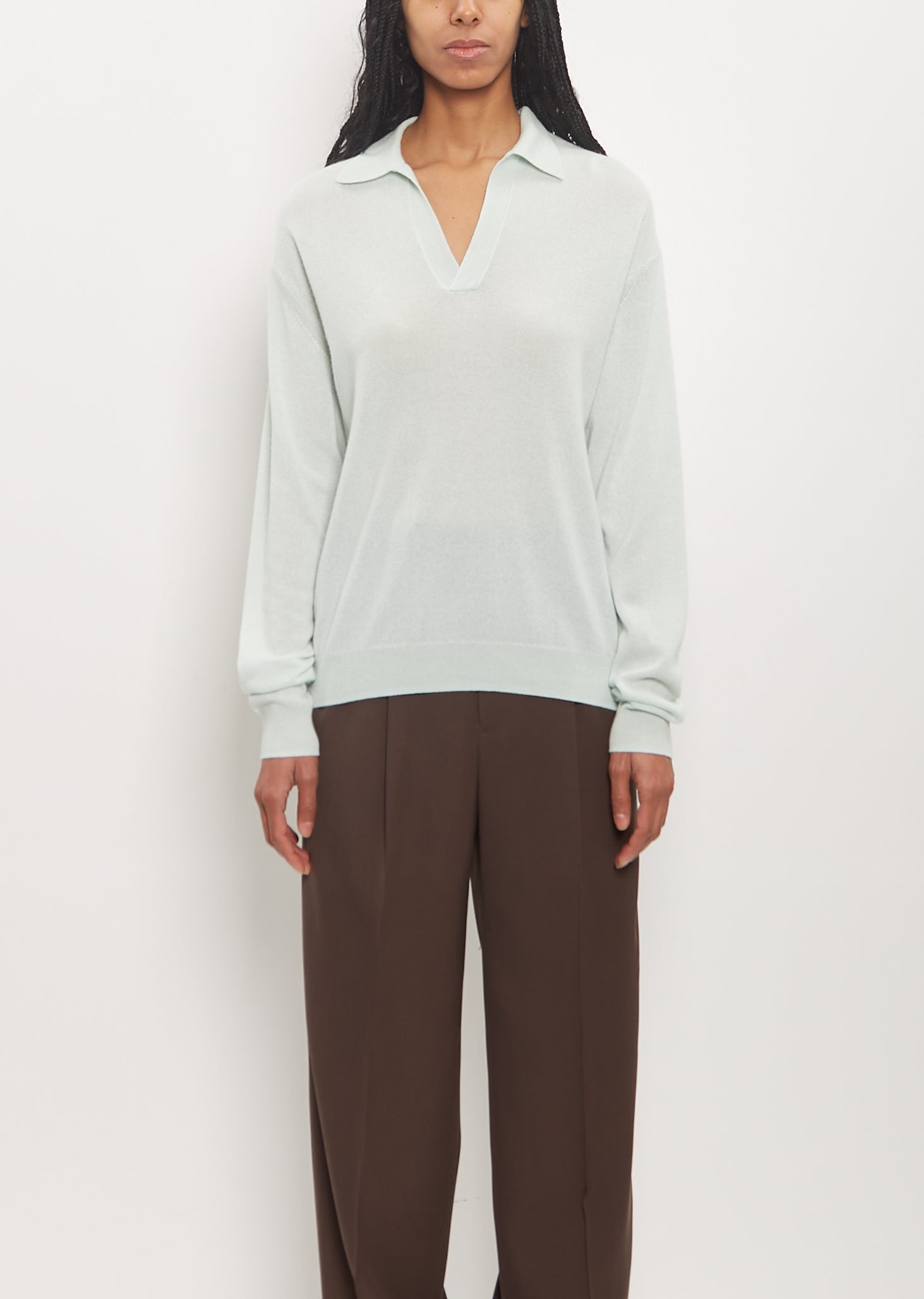 トップス AURALEE SUPER FINE CASHMERE SILK KNIT 25 Auralee Super Fine Cashmere Silk Knit Skipper Polo Top Grey
