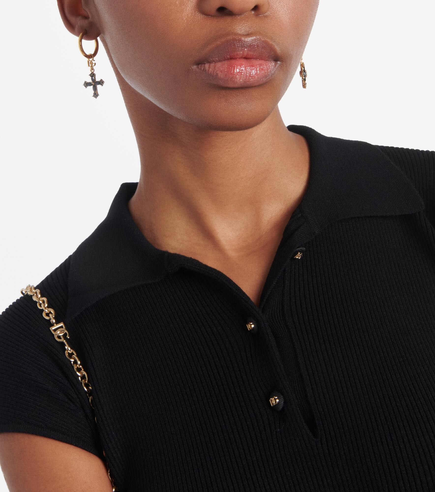 DG cross embellished hoop earrings - 6