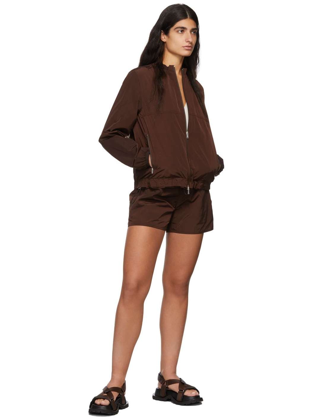 Brown Parachute Shorts - 4