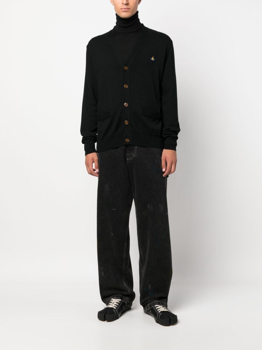 Orb logo-embroidered knitted cardigan - 2
