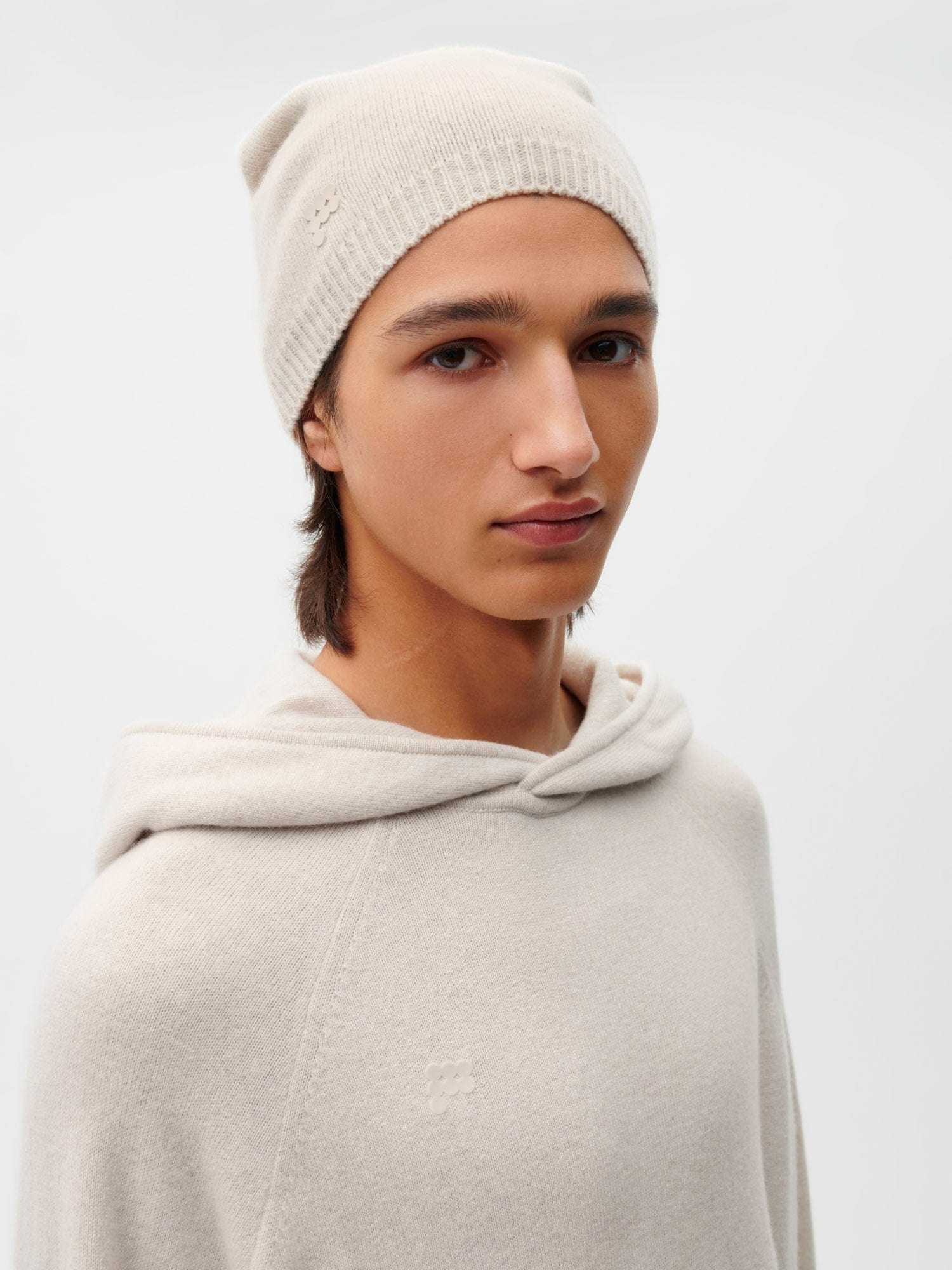 Recycled Cashmere Beanie - Oatmeal - 2