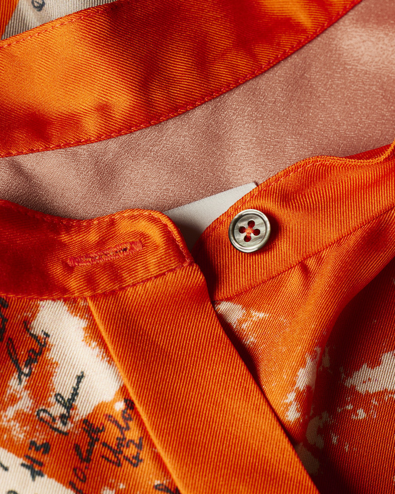 Women's Orange 'Travel Scarf' Silk Shirt 3