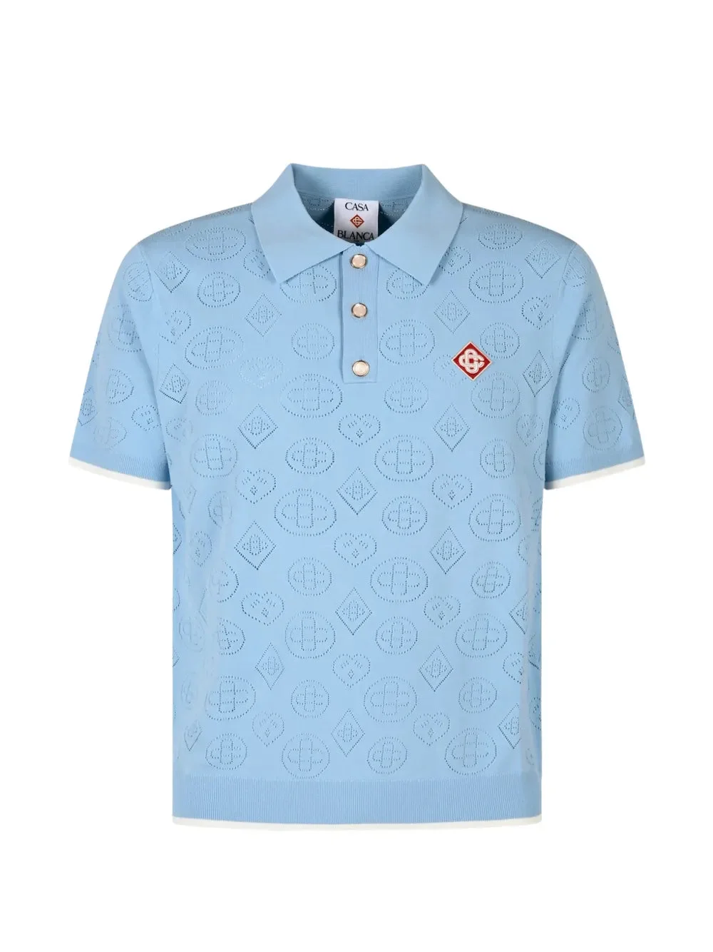 LOGO-PATCH POINTELLE POLO SHIRT - 1